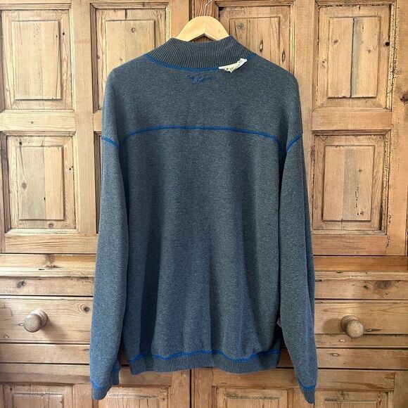 Men's Tommy Bahama Large Blue Gray Reversible Sweater Pullover 1/4 Zip V-Neck - Picture 9 of 10